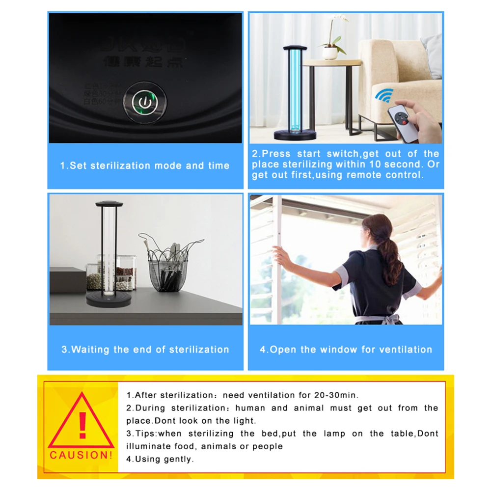 110V 220V UVC Quartz Germicidal Light Ultraviolet Lamp Household UV Disinfection Kill Mites Remote Control Sterilizer Ozone Free