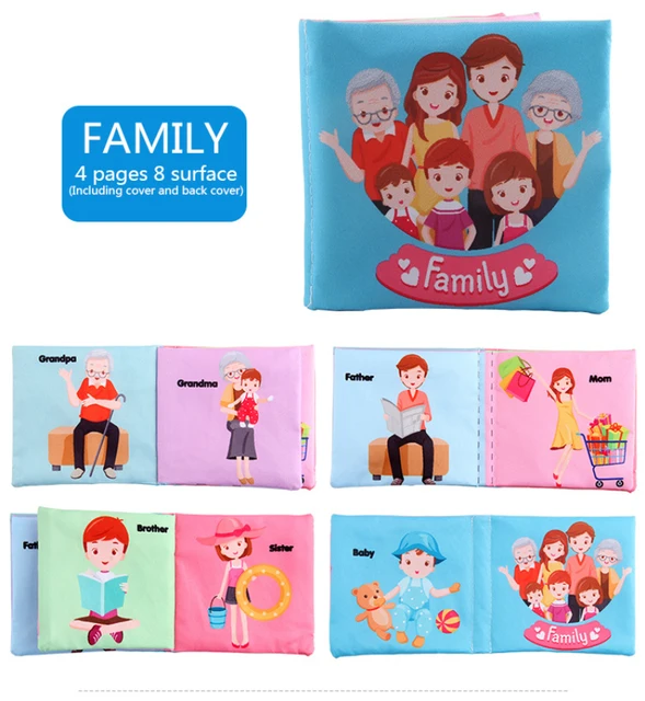 Children's Baby Cognition Cloth Book Toy Puzzle Early Education Tear Not Rotten English Tear-proof Three-dimensional Cloth Book 4