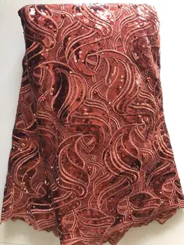 

Nigerian French Laces Fabrics With Sequins Swiss Embroidery African Lace Fabric 5 Yards Mesh Lace Evening Party Dress Female