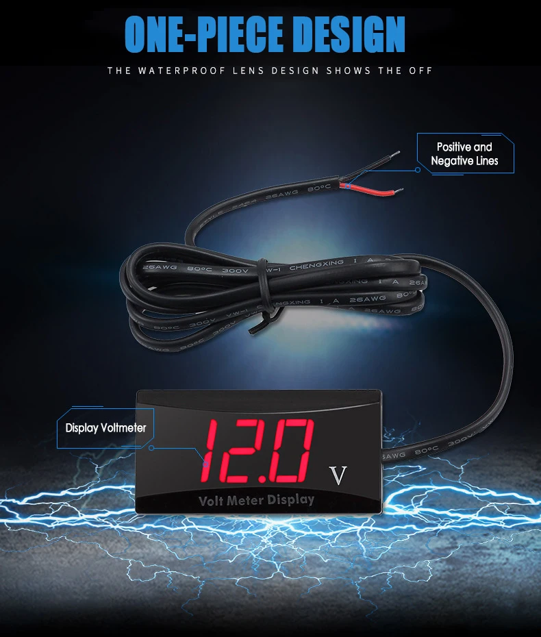 Мини-вольтметр тестер цифровой тестер напряжения батарея DC 12V красный/синий/белый авто аксессуары