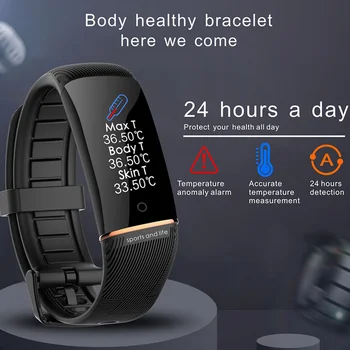 

New Body Temperature Measurement Sports Bracelet E98S Heart Rate Blood Pressure Measurement Men and Women Smart Watch Pedometer