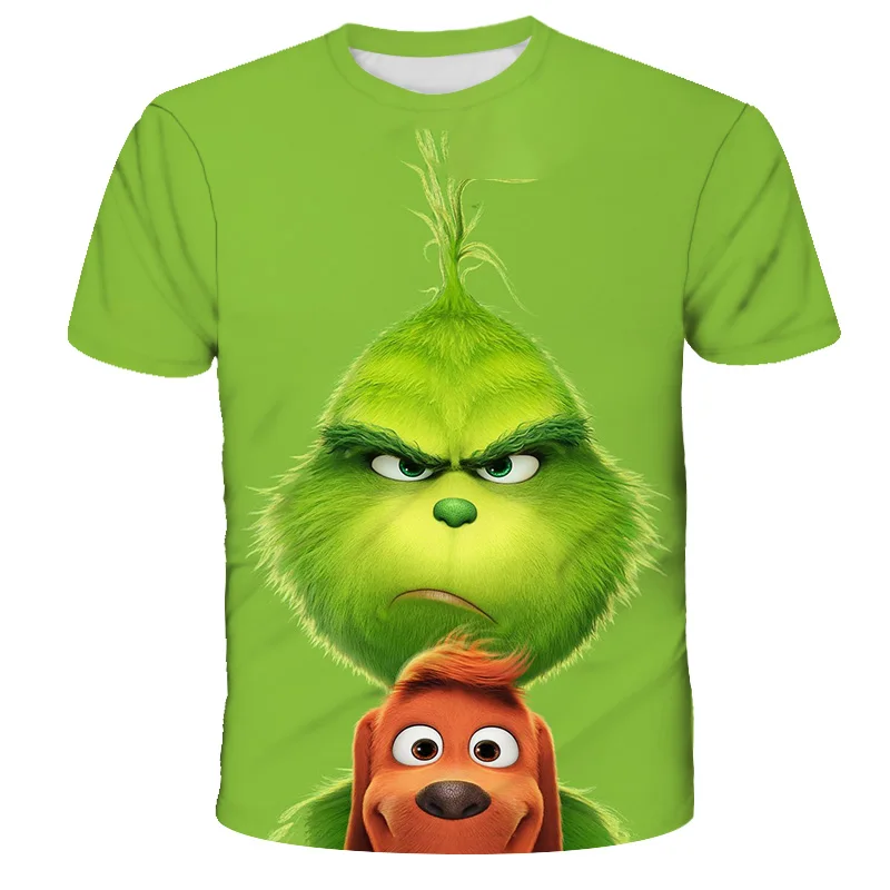Новая футболка с 3D принтом рисунком фильма grinch модный топ милым животных для