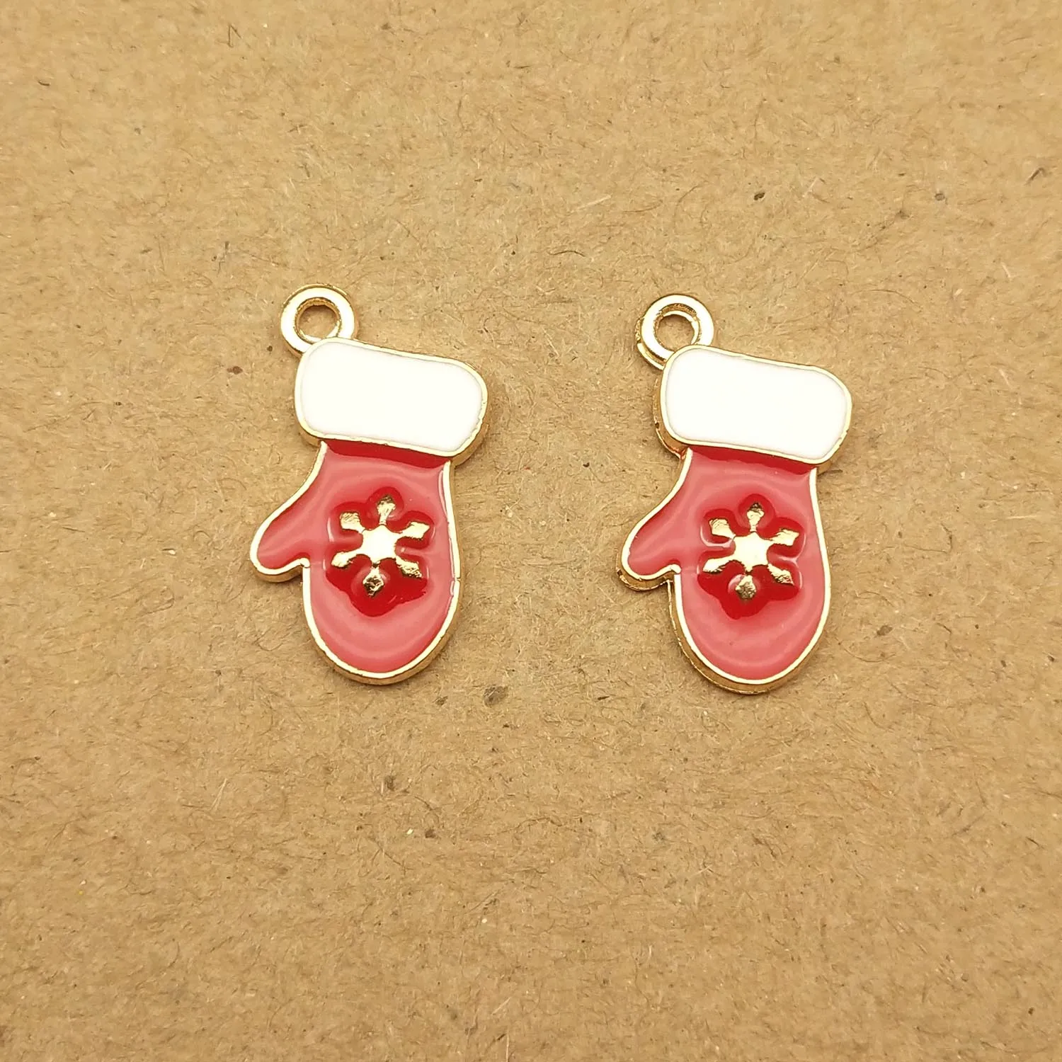 21-12x19mm 10pcs enamel christamas sock glove charm for jewelry making fashion earring pendant bracelet and necklace charms - Окраска металла: 21-12x19mm