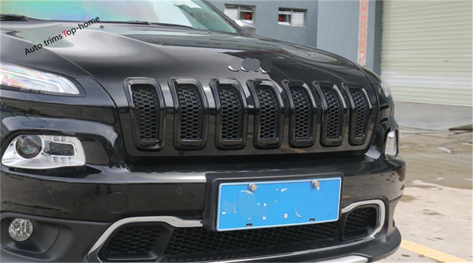 Yimaautotrims Передняя решетка гриль рамка Крышка отделка 7 шт. подходит для Jeep Cherokee ABS красочно внешний