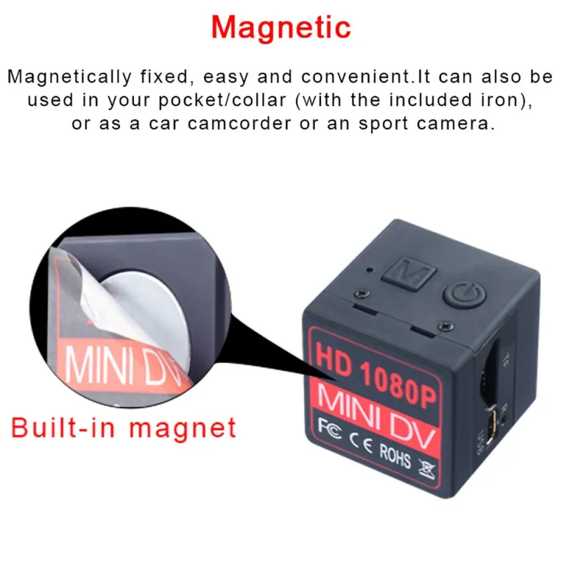 

Md25 Mini Camera Movement Strap Free Rotation Angle 6 Night Vision Lights Night Vision Shooting Function