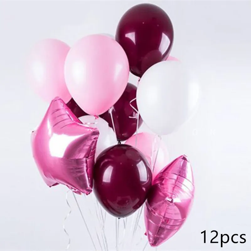 10pcs10/12 дюймов, винно-красные, ярко-розовые, Золотое пачка-платье свадебное воздушный шар "Конфетти" Свадебный десерт на тему дня рождения вечерние украшения - Цвет: as picture