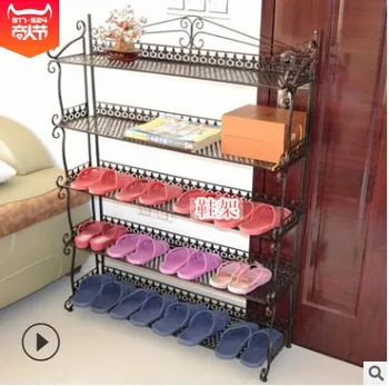 

European-style retro creative iron shoe rack accommodates shoe rack simple folding multi-layer white metal shelf