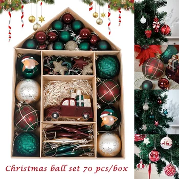 

70-Pack Shatterproof Christmas Ball Ornaments Set Decorative Pendants Reusable Hand-held Gift for Xmas Tree LAD-sale