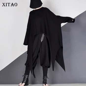 

XITAO Irregular Tassel Personality T Shirt Women 2020 Autumn Trendy Fashion New O Neck Collar Batwing Sleeve Pullover LJT4151