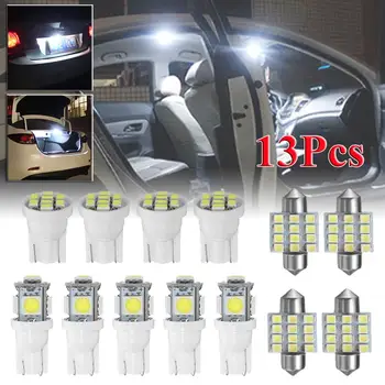

13Pcs 3models Car Interior Lights White Auto LED Bulbs 12V high power super bright Roof Ceiling Lamp For Dome License Plate Lamp