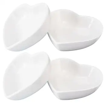 

4pcs Creative Plate Decorative Photobooth Props Ceramics Dish Landscaping Props Heart Shaped Tray For Home Kitchen Desktop Decor