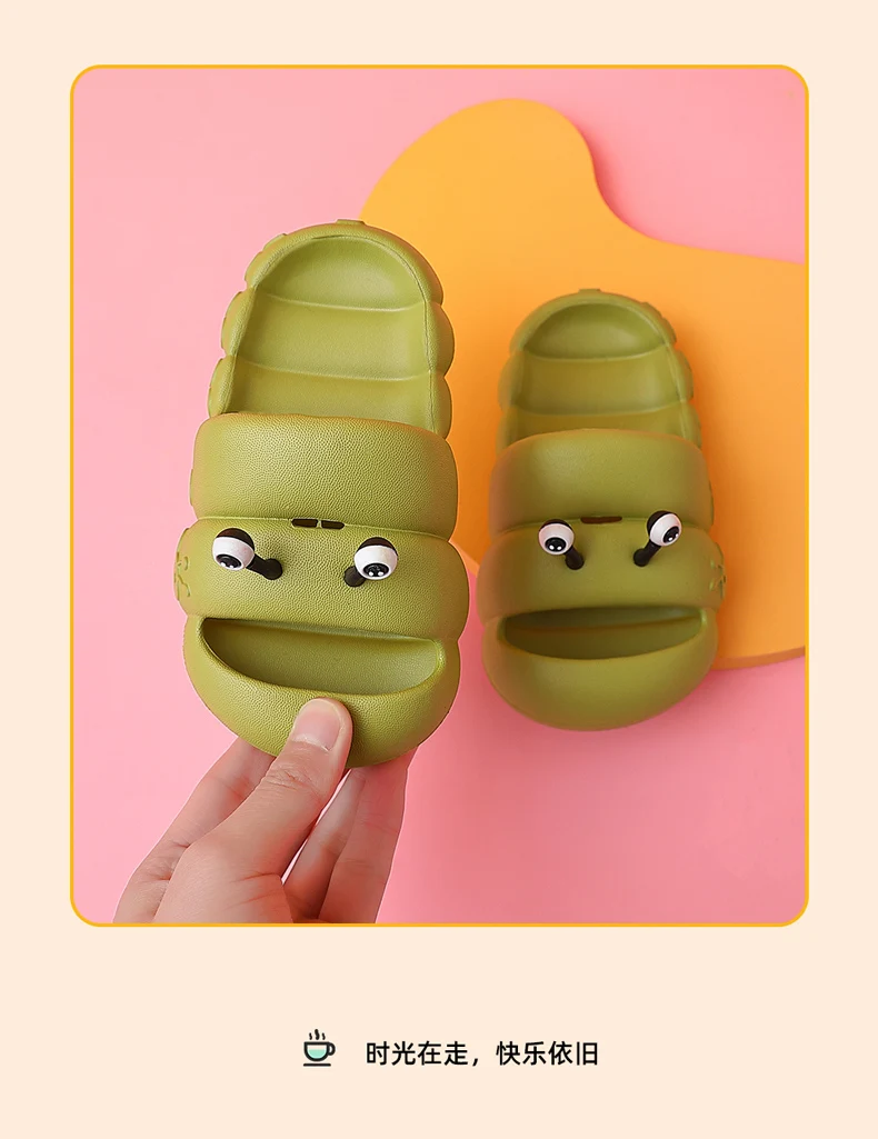 Toddler Baby Slippers Boys Girls Caterpillar Antikid Kids Shoes With Baotou Slides Summer Sandals Cute Cartoon Beach Flip Shoe girls leather shoes