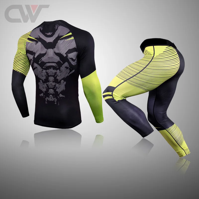 Men 3D Spartan Compression Set MMA T-Shirt Men's Sport Tights Leggings Jacket Fitness Bodybuilding Clothes Work Out Running Suit men's loungewear sets