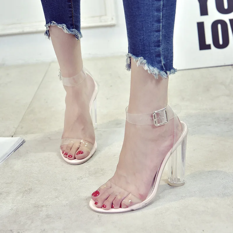 

Women Sandals Summer High Heel Pumps Crystal Open Toe Shoes Anckle Strap Buckle Fashion Wedding Party Shoes Sexty Summer Sandals