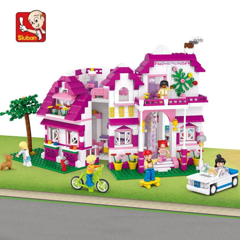 

762 Piece Baby Play House Blocks Plastic Model Building Kits Legoinglys Friends Pink Style Building Blocks for Girls