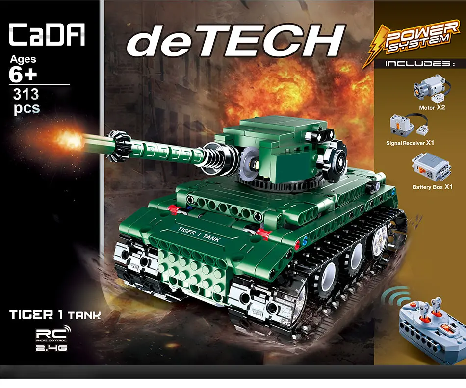 army C51018 remote control tiger 1 tank assembled building block toy Education compatible boy