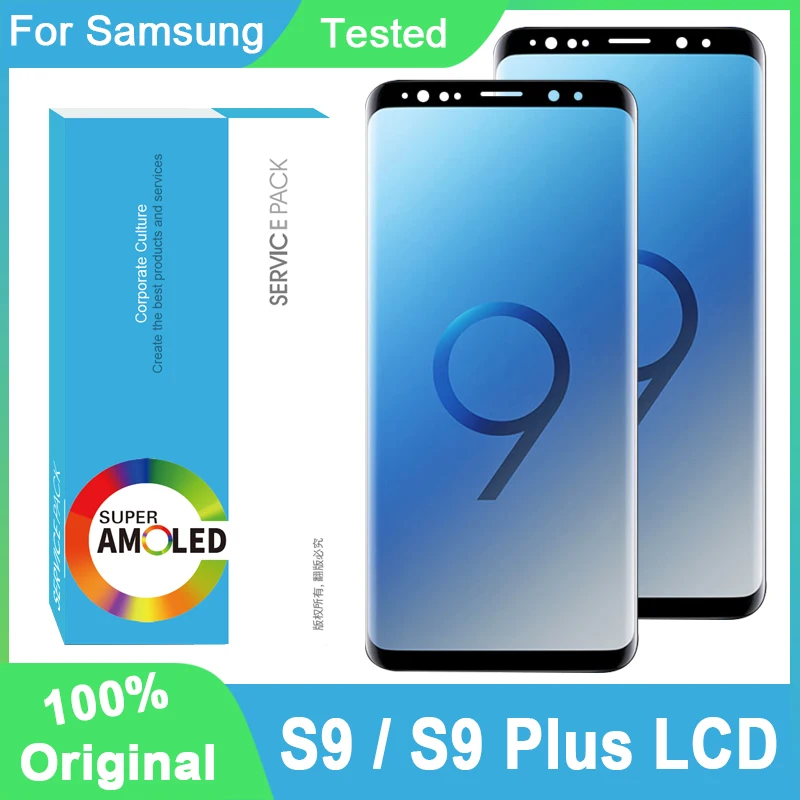 100% Original AMOLED Display With Frame For SAMSUNG Galaxy S9 G960 G960F Plus G965 G965F LCD Touch Screen Digitizer Repair | Мобильные