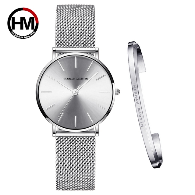 Rose Gold 1 Set Bracelet Watch Japan Quartz Creative Design Waterproof Stainless Steel Mesh Ladies Watches Relogio Feminino