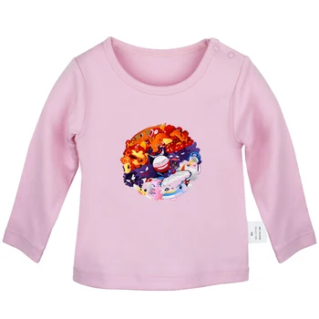 

Pokemon Pokeball Poke ball Pikachu and Companions Design Newborn Baby T-shirts Toddler Graphic Solid Color Long Sleeve Tee Tops