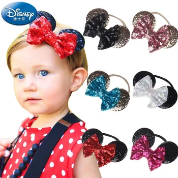

Disney Mickey Sequined Minnie Mouse doll parts Ear Modeling Headdress Head wear Hair Accessories Toys Birthday Gift For Children