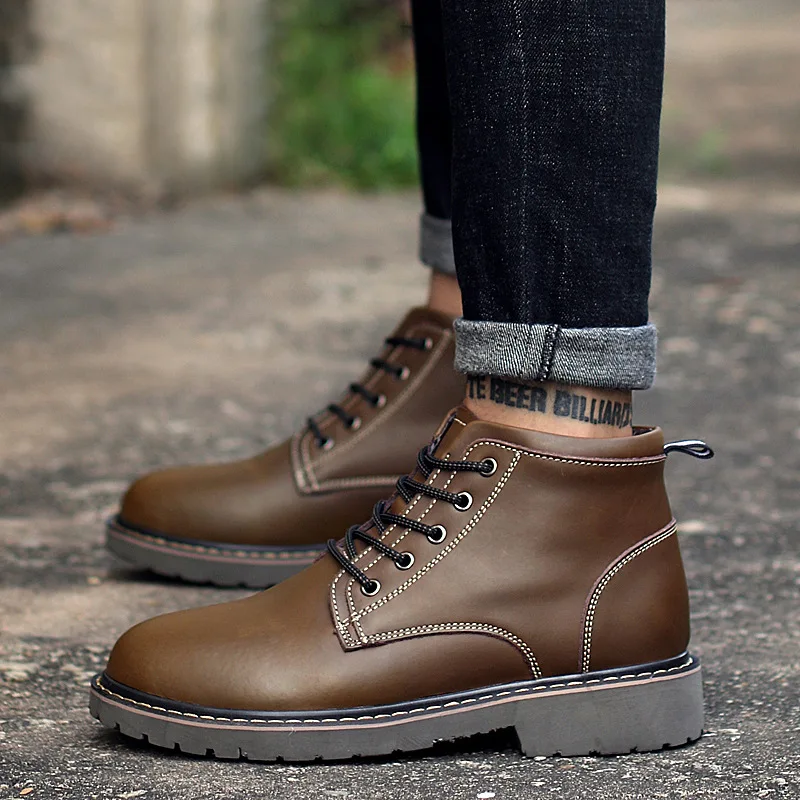 

2019 Autumn And Winter Martin Boots New Style Men Retro Casual Men's Boot Genuine Leather Hight-top Outdoor Leather Boots
