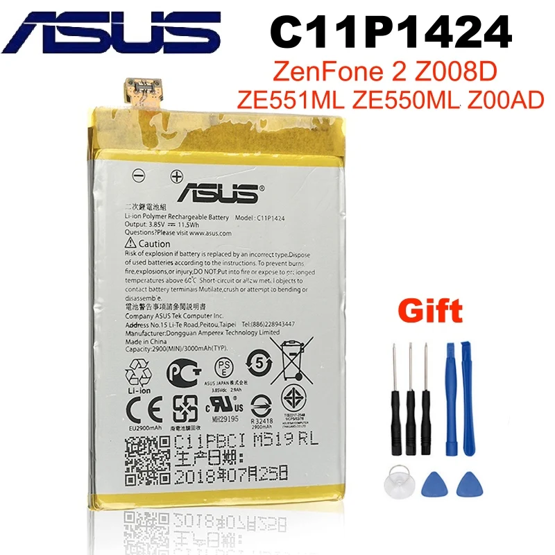 Аккумулятор Asus C11P1424 для Zenfone 2 Оригинальная батарея Zenfone2 ZE551ML ZE550ML 5 дюймов Z00AD Z00ADB