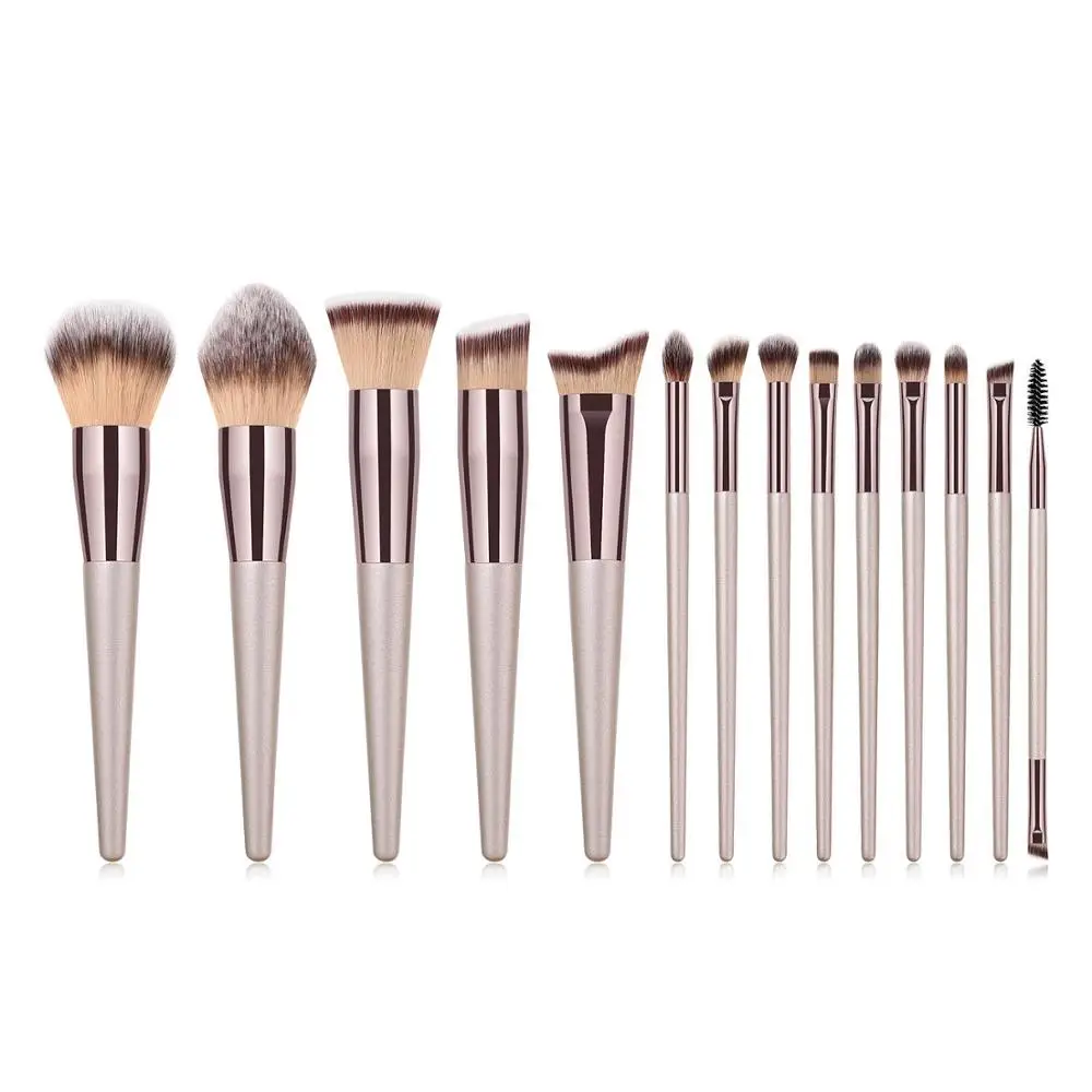 

4-14Pcs Champagne Makeup Brushes Set Foundation Powder Blush Eyeshadow Concealer Lip Eye Make Up Brush Cosmetics Beauty Tools