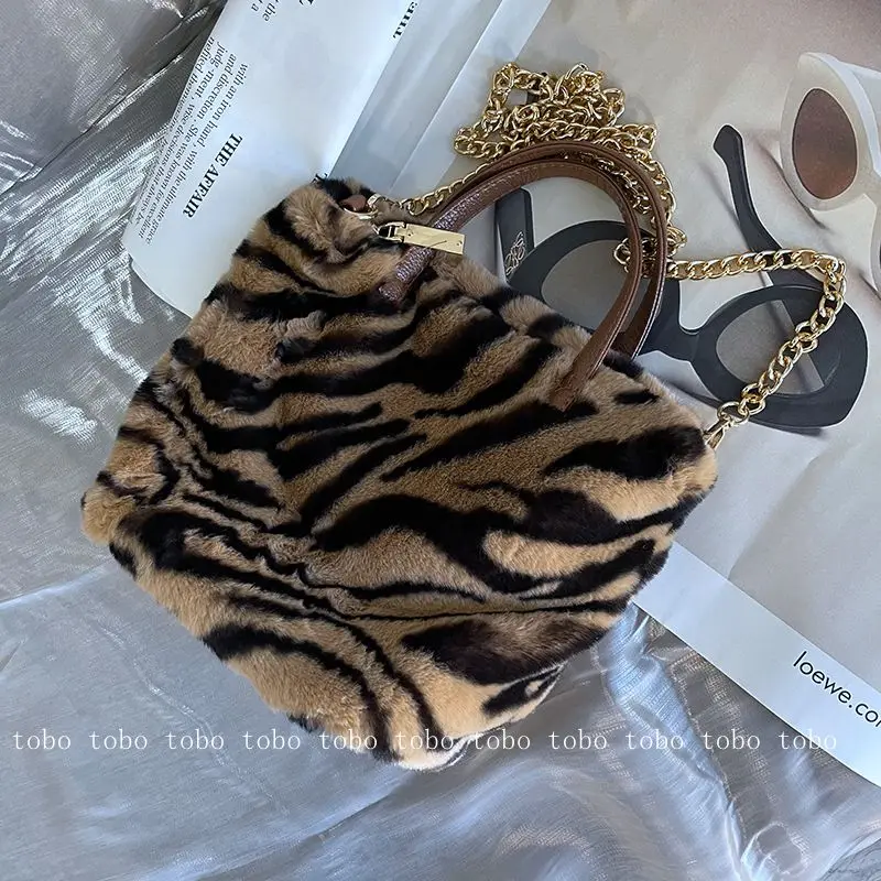 Crossbody Bag Fuzzy Cheetah Print Tote Bag Shoulder Bags Leopard