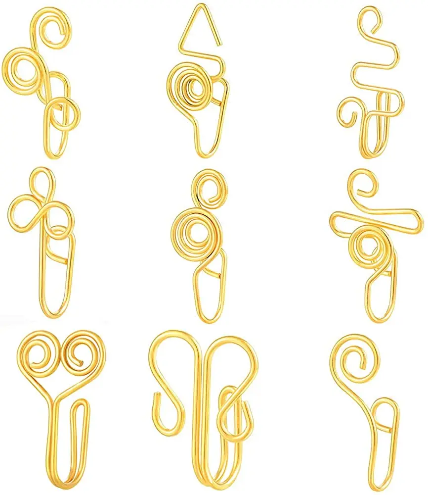 9Pcs African Fake Nose Rings for Women Handmade Nose Cuff Non Piercing Stainless Steel Fake Piercings Nose Ring Hoop Ear Cuff