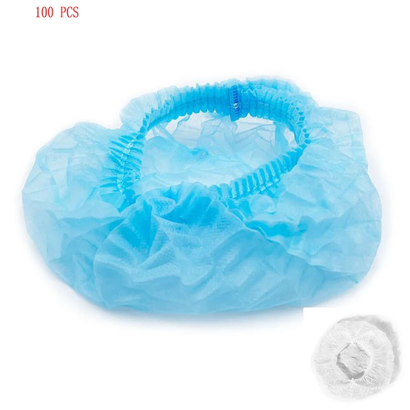 

100pcs/set Disposable Bouffant Caps Hair Head Cover Net for Eyelash Extension Spun Bonded Hair Salon Bathroom Supplies