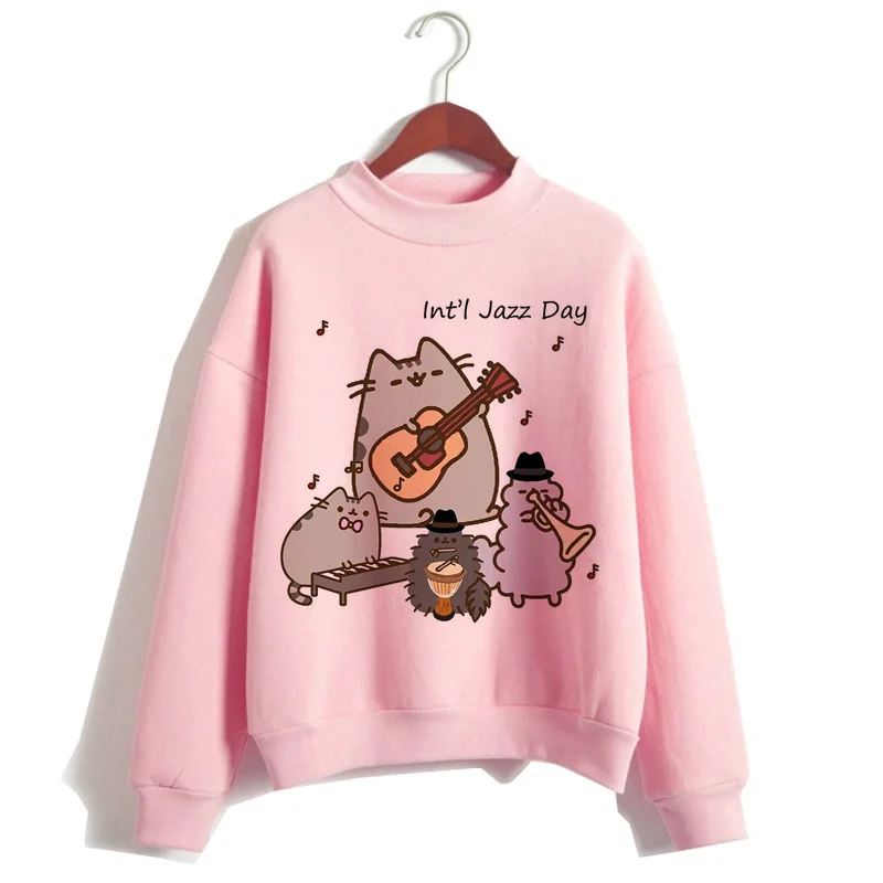 Pusheen Кошка толстовки Harajuku для женщин Забавный мультфильм толстовка Kawaii Ullzang милый с капюшоном Корейская зима 90s теплая толстовка женская