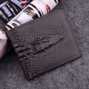 

New Korean casual men's wallet Short Crocodile pattern casual multi-function card bag Quality folding for men