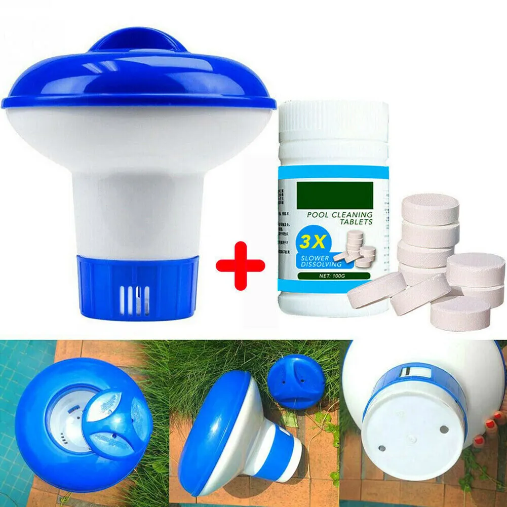 

Pool Cleaning Floating with 100pcs Purifier Tablets Swimming Pool Chlorine Dispenser Kit PUO88
