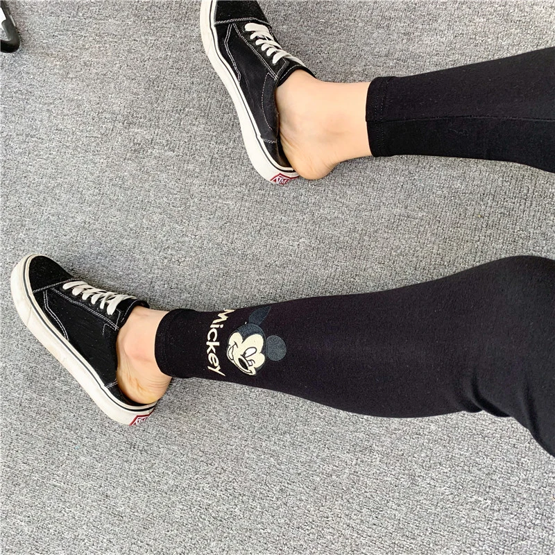 Disney  Bottoms leggings Mickey Mouse spring thread cotton cartoon women wearing slim skinny leg  tight cropped Fashion pants leather leggings Leggings