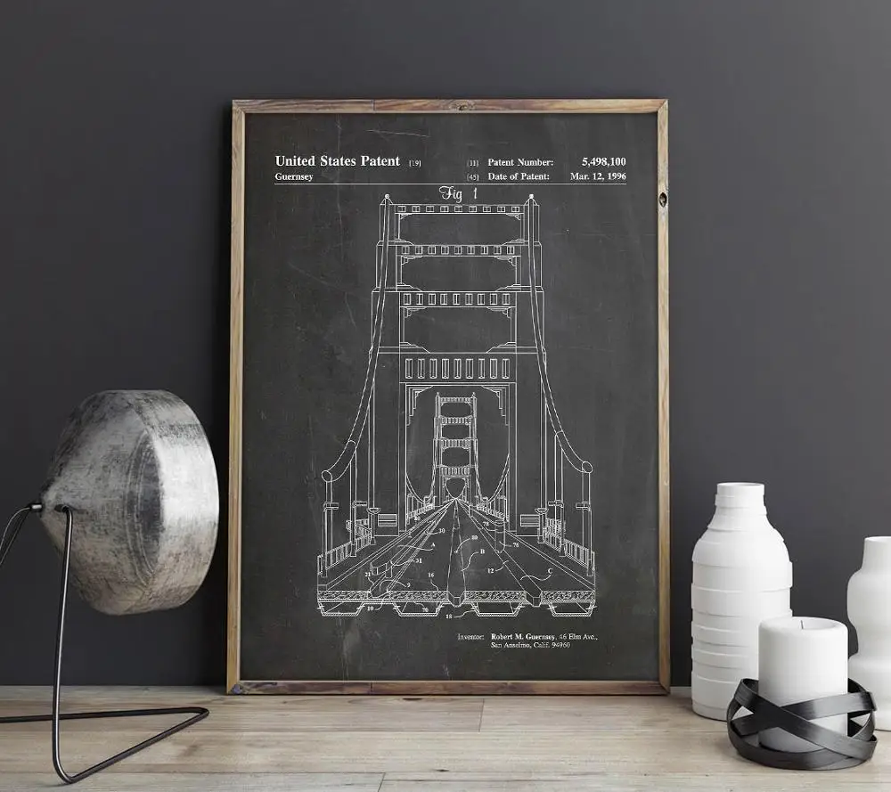 

Suspension Bridge Patent Print Art , Boyfriend gift,home decor ,bedroom artwork,structural engineer gift,schematic diagram poste