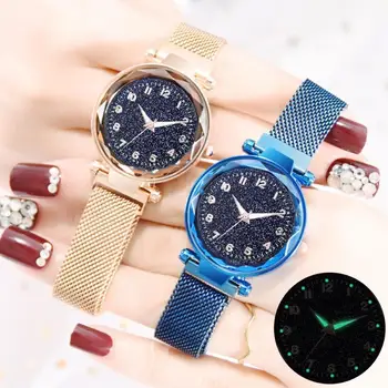

Fashion Women Watch Starry Round Dial Stainless Steel Magnetic Clasp Strap Luxury Ladies Quartz Analog Watches zegarki damskie