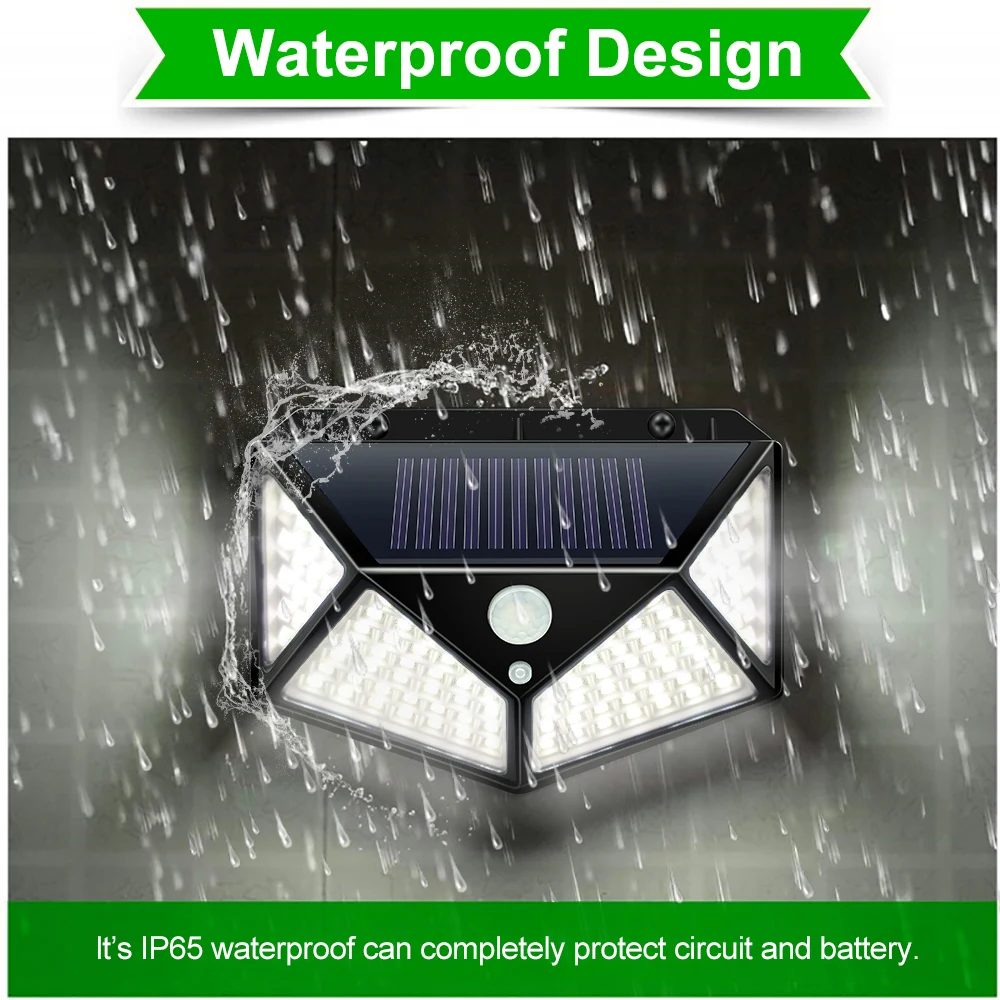 Goodland 100 LED Solar Light Outdoor Solar Lamp Powered Sunlight Waterproof PIR Motion Sensor Street Light for Garden Decoration