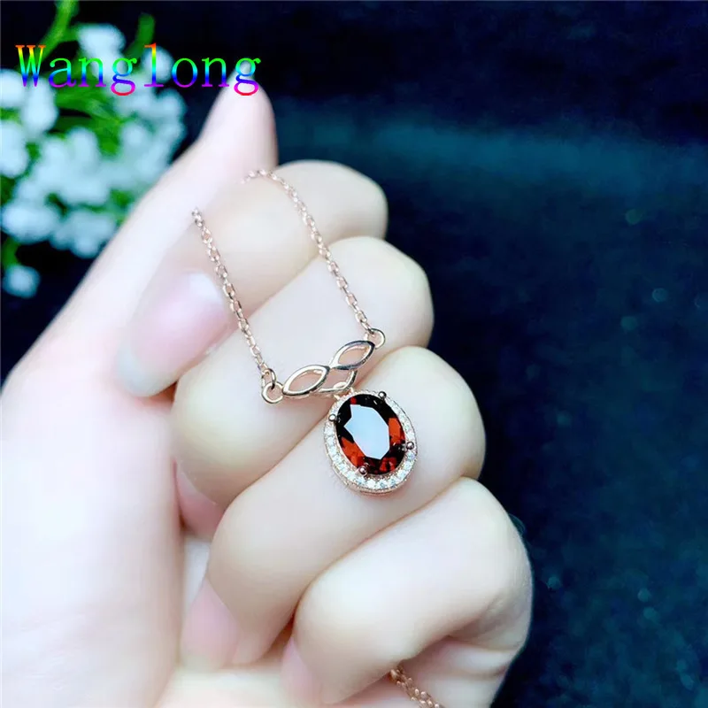 Wanglong 925 пробы серебро натуральный драгоценный камень 7*9 мм натуральный гранат ключицы цепи Эльф на полке Рождество для женщин ювелирные изделия