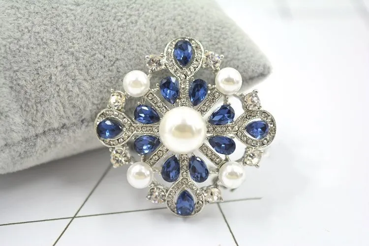 Новинка 2020 синяя брошь с кристаллами от Swarovski темпераментная жемчужная корсажная