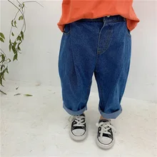 Весенние детские джинсы повседневные штаны для мужчин и женщин детские джинсы модные Универсальные джинсы свободного кроя