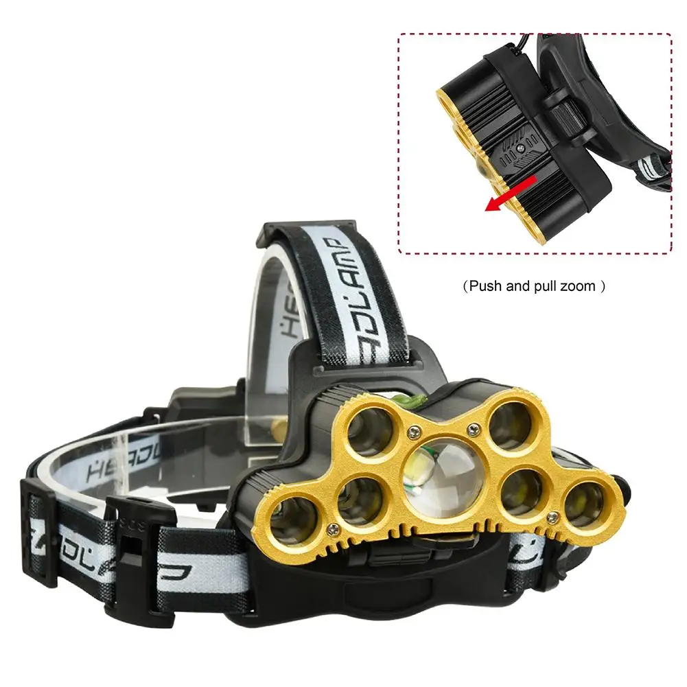 Zoomable 6 Modes Led Headlight With SOS Whistle 18650 Usb Rechargeable Flashlight | Освещение
