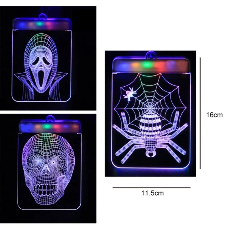 USB Powered Хэллоуин 3D Акриловый Знак Света праздничное окно потолочное Настенное подвесное сказочное освещение