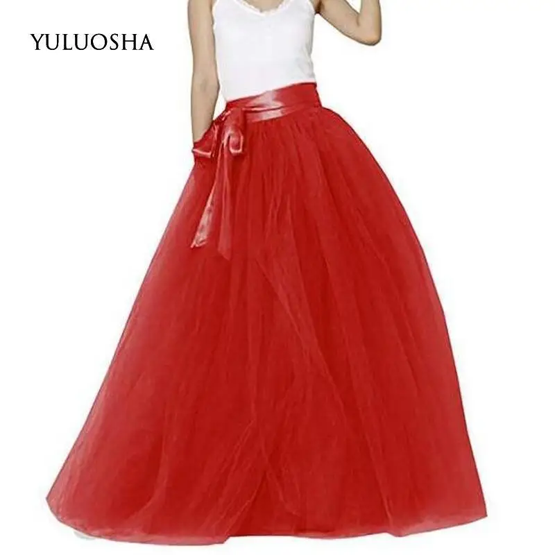 

YULUOSHA Burgundy Bridesmaid Dress 5 Layers Dress A-Line Floor-Length Long Dress for Wedding Party for Woman Chiffon Dress