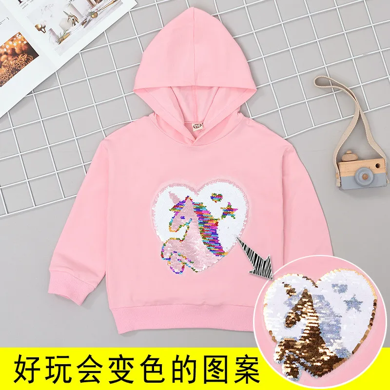 Осенняя Футболка с пайетками для девочек детская одежда Blusas футболка для малышей одежда для малышей Детская футболка топы для девочек - Цвет: 3 pink