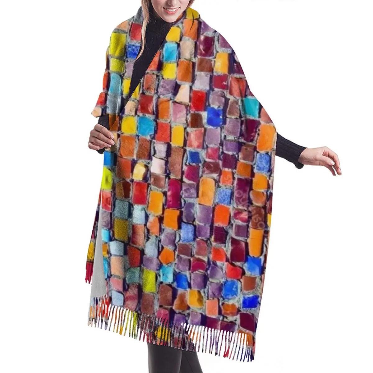 

NOISYDESIGNS Winter Women Scarf Thin Shawls and Wraps Lady Long Colorful Wall Print Cashmere Shawl Autumn Head Scarves 2019