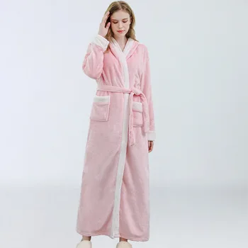 

M-XL Contrast Thicken Women Kimono Bath Robe Sexy Bathrobe Intimate Lingerie Sleepwear Nightwear Nightgown Autumn Homewear