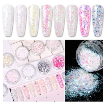 

1 Box Pink Yellow Colorful Glitter Nail Decoration Irregular Sequins Powder For Nails Makeup DIY Nail Art Accessories