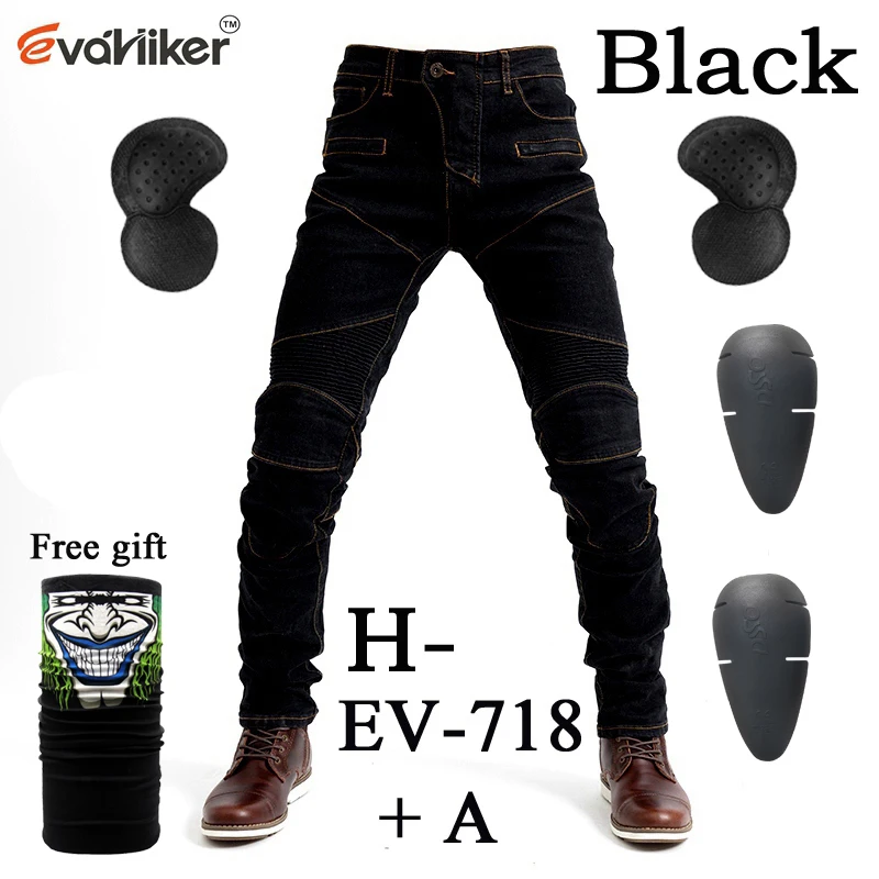Hi-718 Black A Новинка 718 мотоциклетные штаны Мужские штаны для мотокросса байкерские мотоциклетные джинсы Защитное снаряжение для езды на мотоцикле мотоциклетные штаны - Цвет: Hi-718 Black A