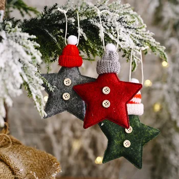 

Christmas Felt Star Christmas Tree Decorations Hanging Pendant New Year 2021 Christmas Ornament Christmas Decorations for Home