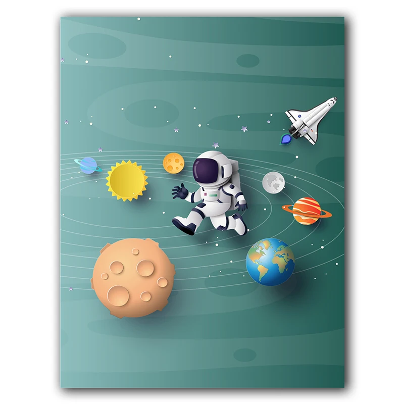 Airplane-Vehicle-Car-Nursery-Canvas-Poster-Print-Wall-Art-Canvas-Spaceship-Picture-Painting-Astronaut-Rocket-Boy (8)